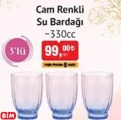 RAKLE CAM RENKLİ SU BARDAĞI RAKLE CAM RENKLİ SU BARDAĞI